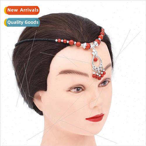 Ethnic Alloy Turquoise Pendant Forehead Chain Women Vintage