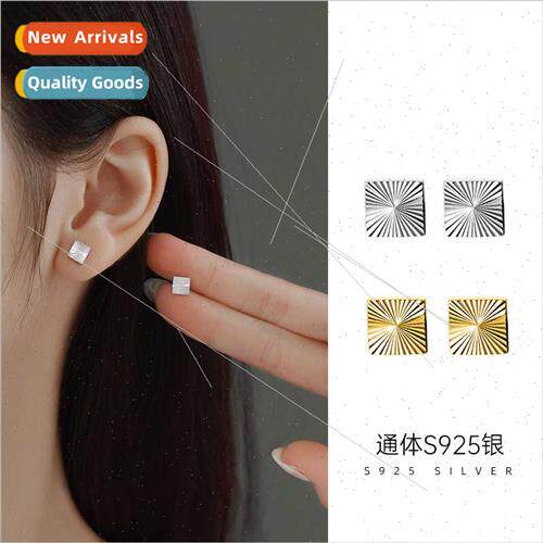 925 silver Koreasquare car flower earrings female ins cold w