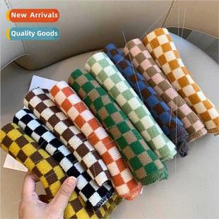scarf wool knted Korean childre Checkerboard plaid children