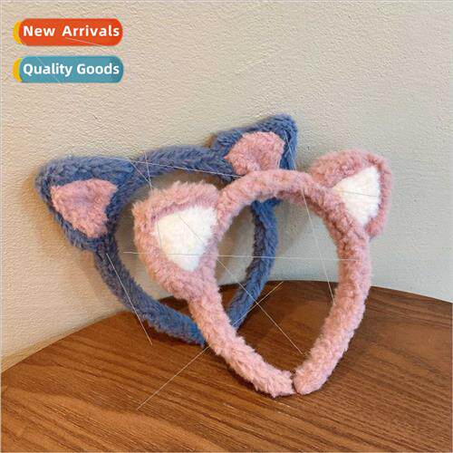 Cute plush bear ears hair band ins girls heart cartoon headb