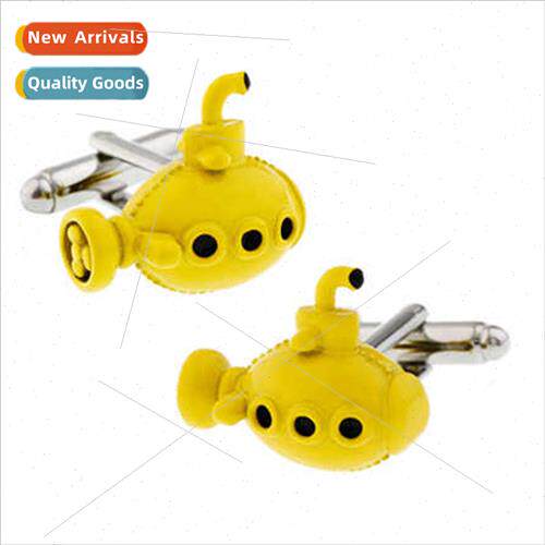 Copper yellow submarine boat-shaped cufflinks spray-painted