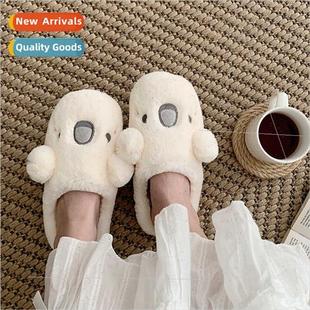 Cartoon cute ins girl heart plush fluffy cotton slippers fem