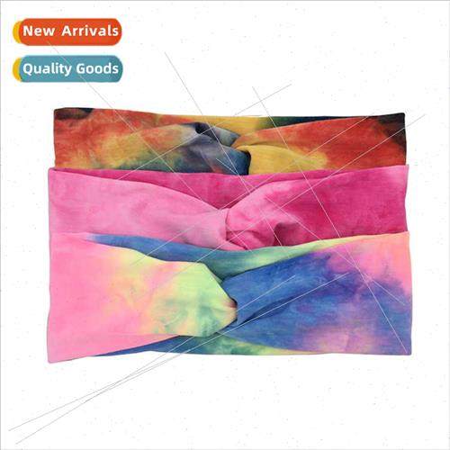 Fashion elastic cotton crossover headbands  men women tie-dy