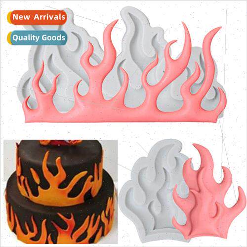 New Fire Flame Fondant licone Mould ins Edge Flame Cake Surr