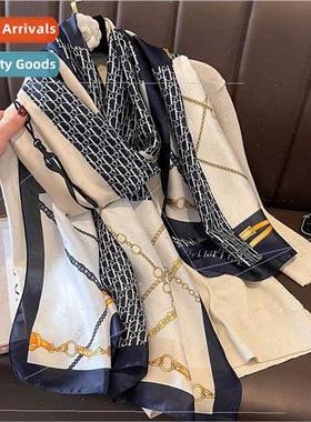new letters fashion simulation silk scarf female fall winter