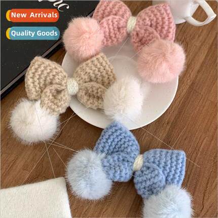 Sweet lovely wool bow hair clips fall winter atmosphere feel