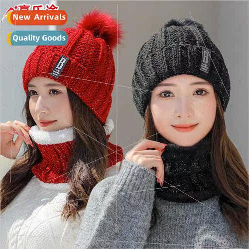 Winter hat female scarf set padded thickened outdoor cycling