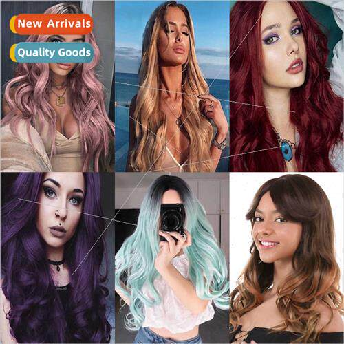 Girls middle parted wig long curly hair fluffy big wave repa
