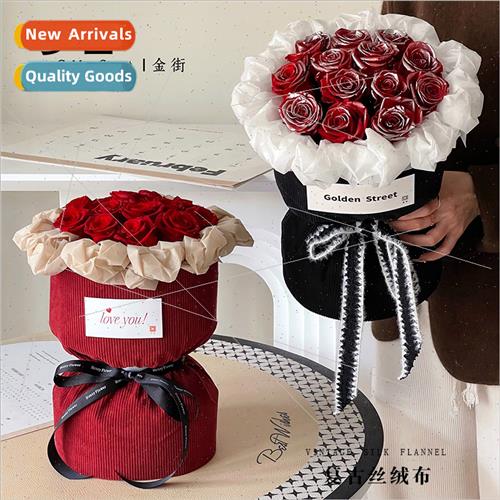 Vintage gold velvet cloth round bouquet packaging materials