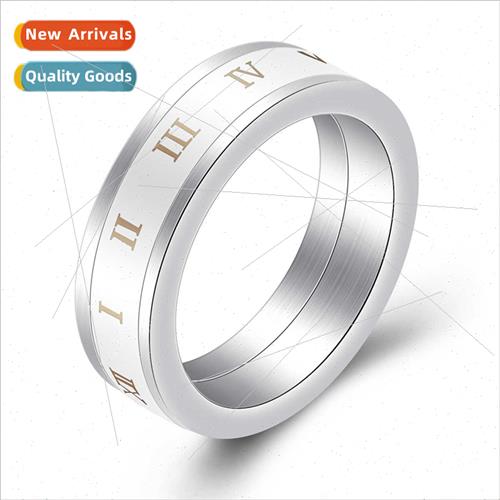 Europe Ins ceramic Roman numerals rotatable ring Creative st
