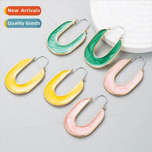 Ins fashion simple alloy resin geometric earrings female nic