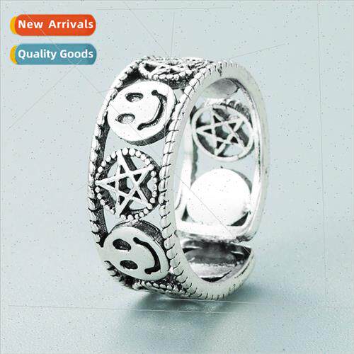 Retro mixed alloy silver-plated ring Korean nd concave cross