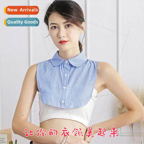New fake collar cotton vertical striped casual bottoming shi