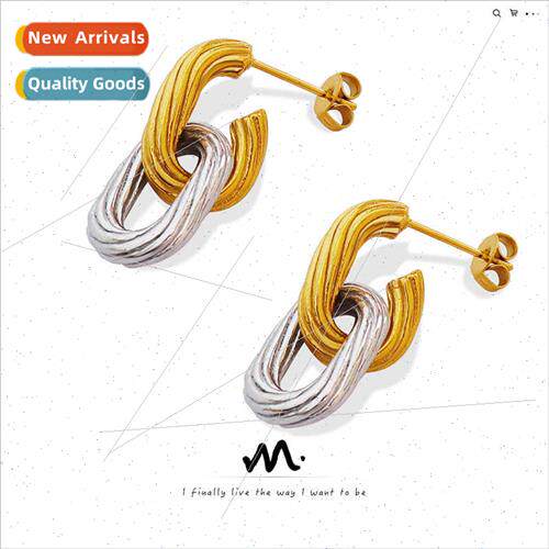 Europe ins niche embossed handmade textured earrings oval sh