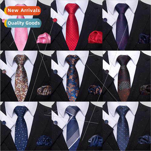 Korea Casual Floral Tie Men Jacquard Polyester lk Pocket Sca