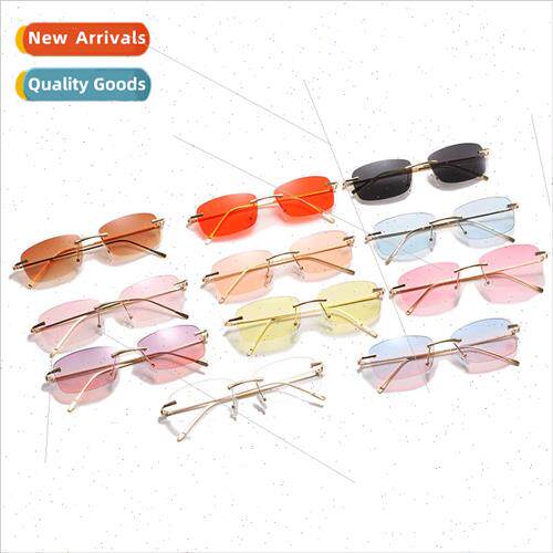 new Europe sunglasses women rimless cut edge sunglasses Euro