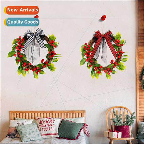 New Christmas Rattan Wreath Red Fru Wreath Home Decor Door H