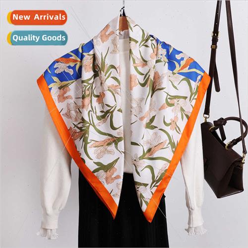 Personalized floral scarf summer new 90cm large square scarf