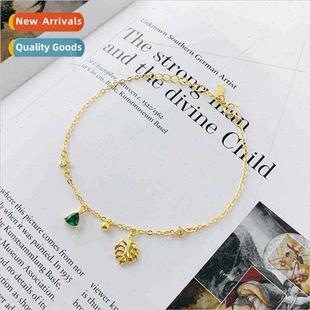Korea zircon silver green s925 bracelet Mori hjewelry leaves