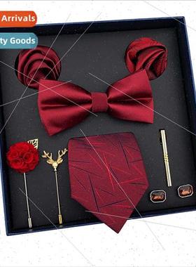 Holiday  Men Tie Bow Tie Square Towel 8 Piece Set  Box Polye