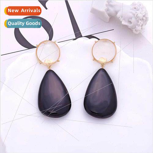 wild multi-color drop-shaped resin earrings temperament eleg