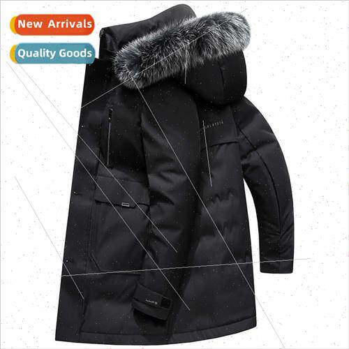 2023 men down jacket in long large fur striped down jacket m