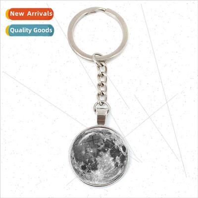 Time Gemstone Glass Moon Partial Eclipse Pendant Keychain  P