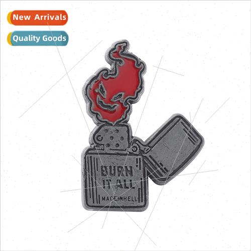 Burn It All ghter Brooch Demon Fire Badge Funny Clothes Back