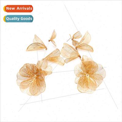 fashion super fairy long flower earrings light luxury elegan