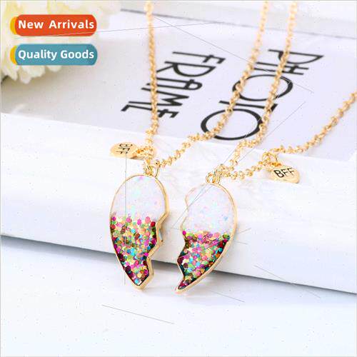 ins splicing magnetic heart necklace good friends girlfriend