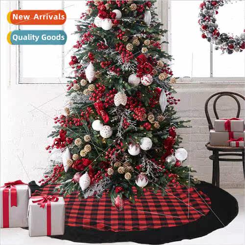 Christmas decoration supplies plaid 120cm e skirt red black