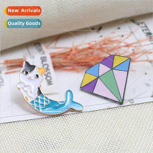 Cute mermaid cat corsage kten oil drop alloy brooch creative