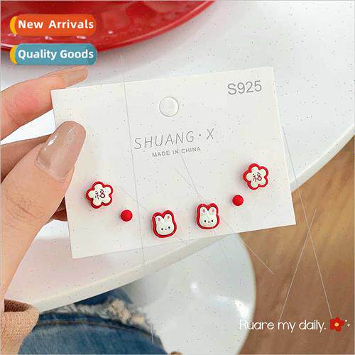 Red rabb blessing earrings 2023 new tide earrings earrings f