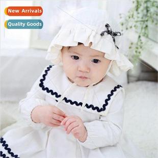 plaid bow children new lace hat Korean husbbasin 2018 fish