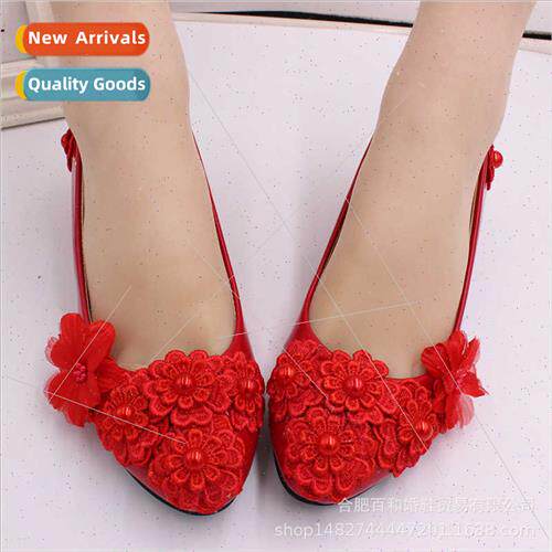 Red Low Heel Bridal Wedding Shoes Red Wedding Shoes Wedding