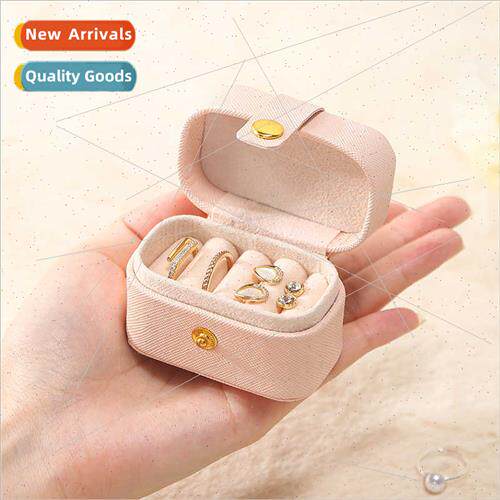 Europe mini ring box portable earrings jewelry box leather e