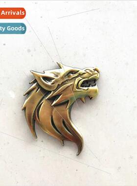Car wolf head car stickers metal wolf head car logo wolf hea