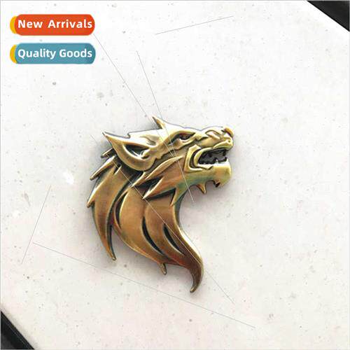 Car wolf head car stickers metal wolf head car logo wolf hea