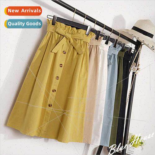 Summer new lerary long half-body skirt female bud high waist