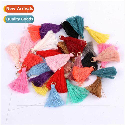 Mini polyester/cotton tassel hanging loop metal ring 3cm DIY