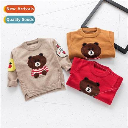 0-3 years old baby boy small children cartoon bear pullover