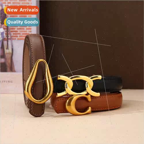 New black leather belt female simple fashion students jeans