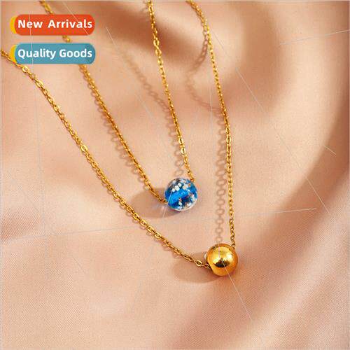 Europe new luminous glaze gold beads pendant double necklace