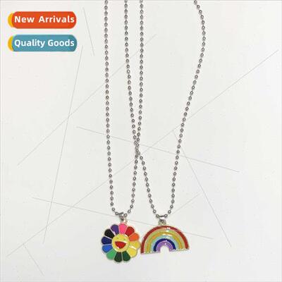 Rainbow necklace men tide ins hip-hop Korea simple hundred m