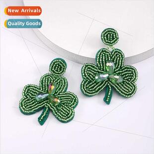 Europe spring summer new St. Patrick Day shamrock earrings e
