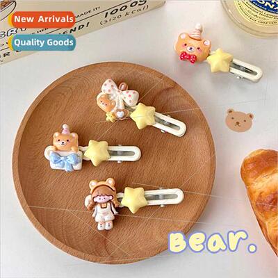 Cute cartoon bear star hairpin girl heart sweet side bangs c