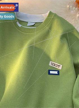 Green Men Fake Twopcs Sweatshirt 2023 New Spring Autumn  Cas