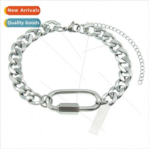 Personalized ins Europe glossy tanium steel Cuban chain spli