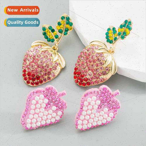 Europe fashion small clear strawberry earrings rhinestone ea