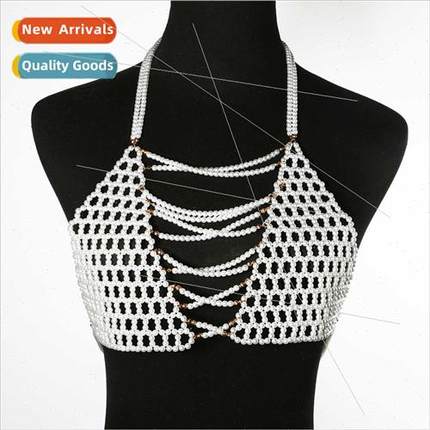 Jewellery Europe atmosphere pearl body chain handmade knted